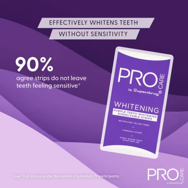 ProCare purple whitening strips x12, imported from the UK