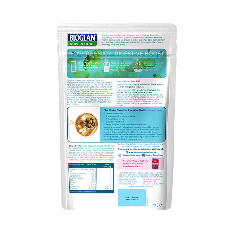 Bioglan Superfoods Digestive Boost Smooth Vanilla 70g - British product