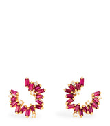 Harrods Suzanne Kalan Rose Gold, Diamond and Ruby Bold Burst Spiral Hoop Earrings- Buy online at McGrocer