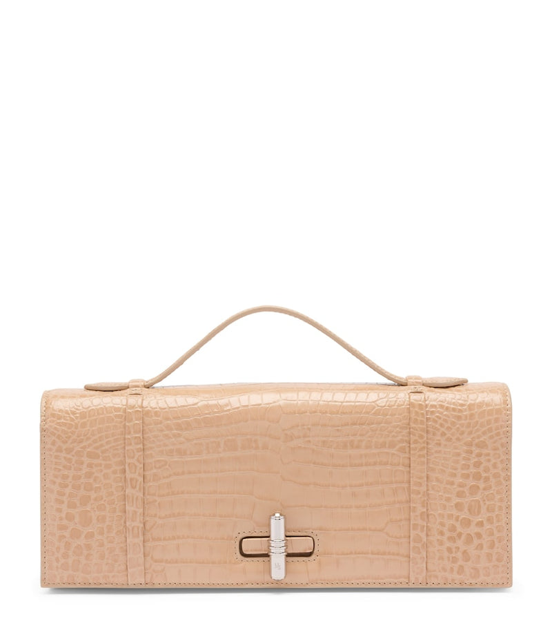 Malone Souliers croc-embossed May clutch bag, imported from the UK