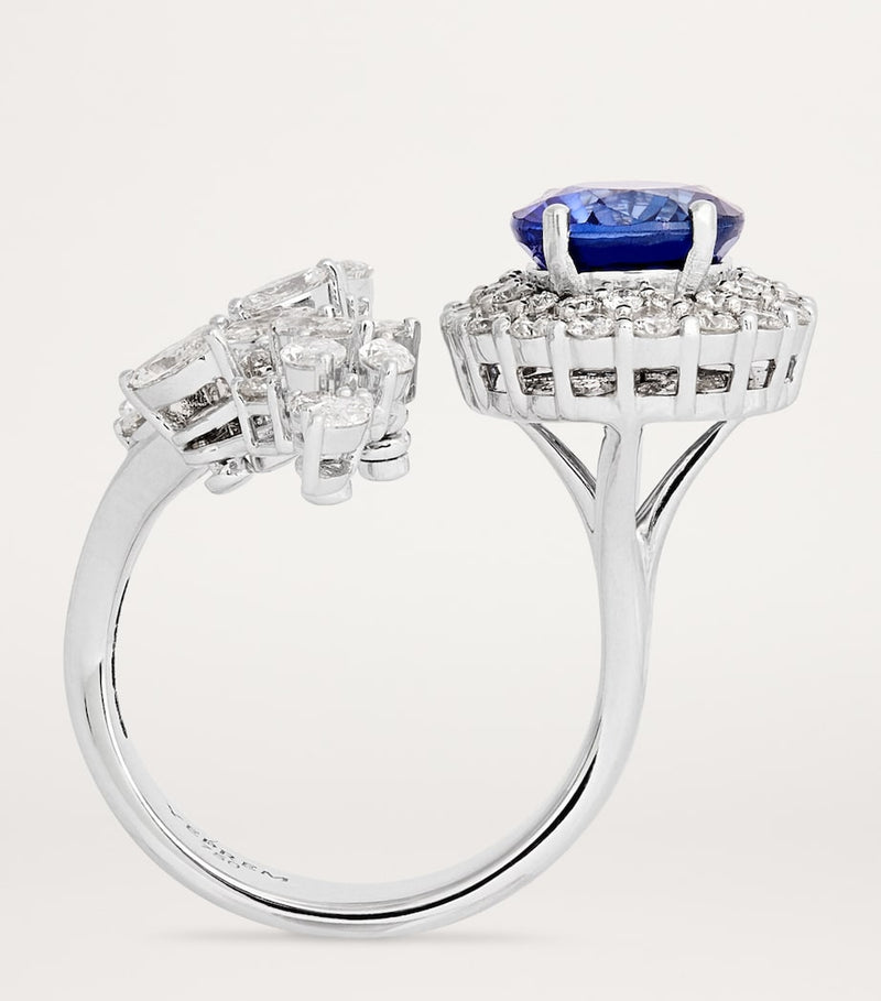 Yeprem white gold diamond sapphire ring, imported from the UK