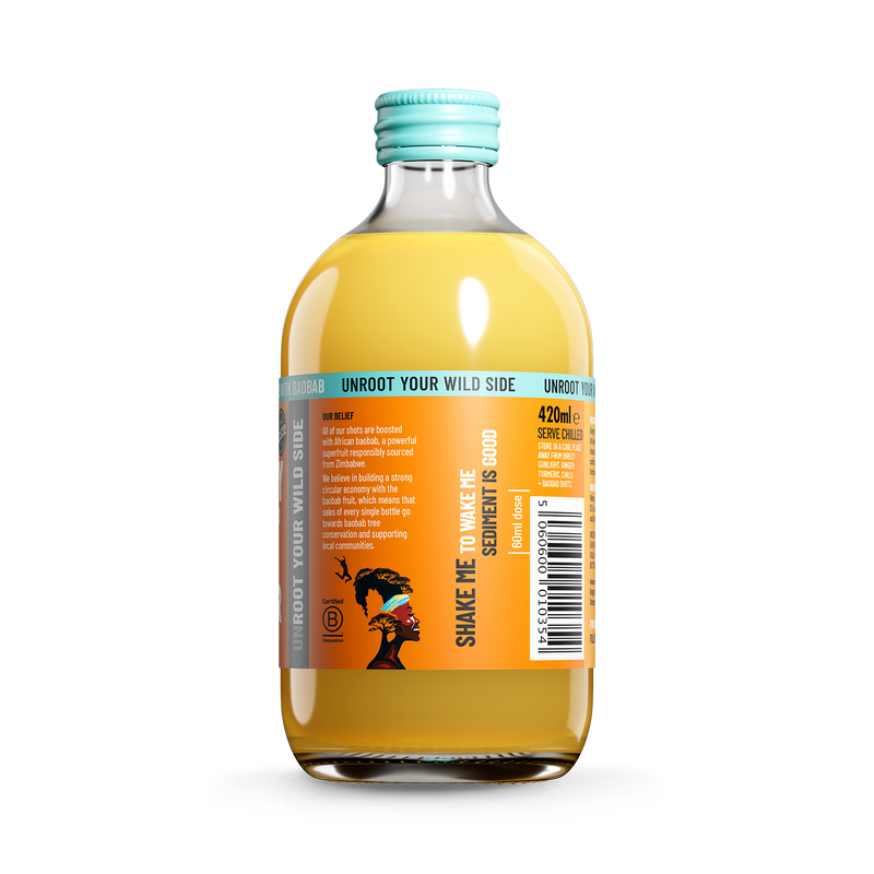 UNROOTED Mighty Ginger Chilli Baobab shot 420ml, imported from the UK