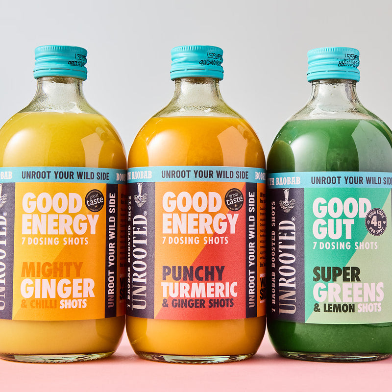 UNROOTED Mighty Ginger Chilli Baobab shot 420ml, imported from the UK