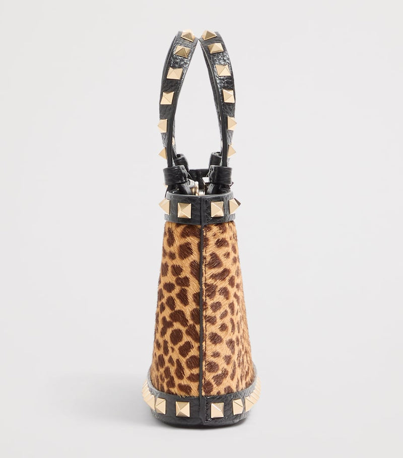Valentino Garavani mini leather Rockstud bag leopard print, imported from the UK