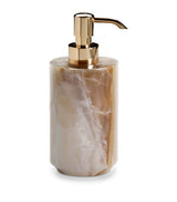 Harrods Handcrafted Onyx Soap Dispenser with Butterscotch Swirls Approx. 15cm x 7.5cm- Buy online at McGrocer