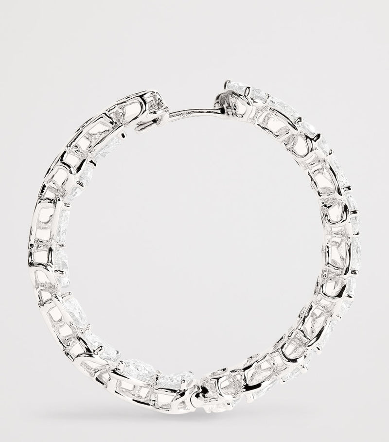 Harrods white gold diamond hoop earrings 9.50ct (British brand)