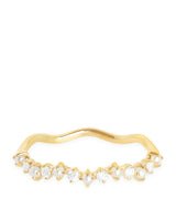Harrods Astrid & Miyu Yellow Gold, Diamond and Pearl Wave Ring- Buy online at McGrocer