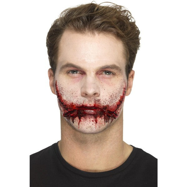 Smiffys latex stitched smile prosthetic wound, UK version