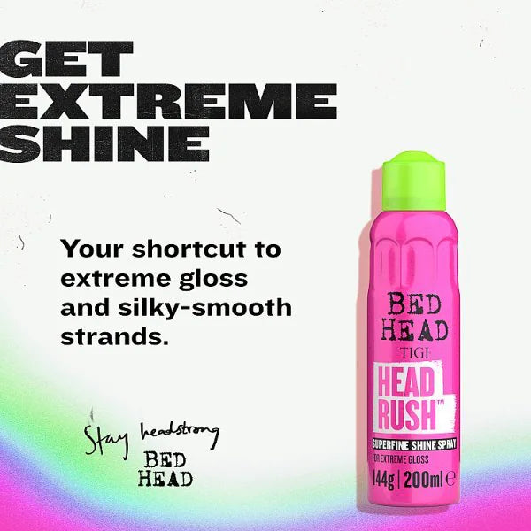 TIGI Headrush Shine Spray 200ml hair care product (British brand)