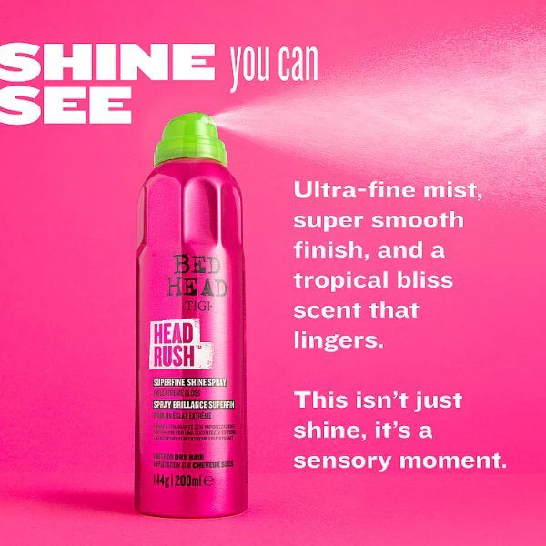 TIGI Headrush Shine Spray 200ml hair care product (British brand)