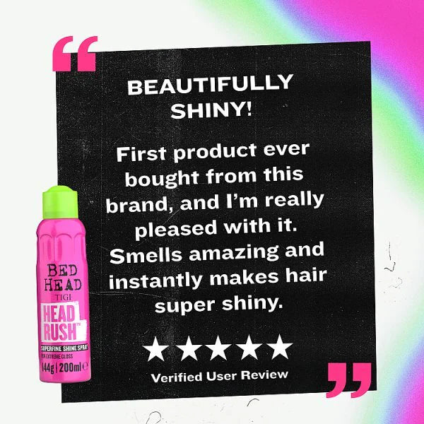TIGI Headrush Shine Spray 200ml hair care product (British brand)