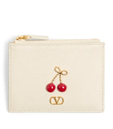 Harrods Valentino Garavani Leather Cherryfic Zipped Card Holder 8.5cm x 11cm- Buy online at McGrocer