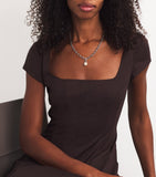 Astrid & Miyu sterling silver lariat pearl charm necklace, UK version