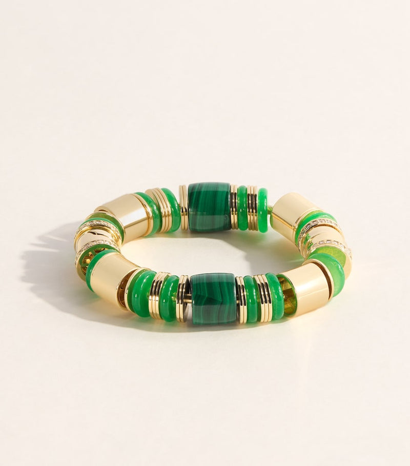 Eddie Borgo keystone bracelet with malachite and jade beads (British brand)