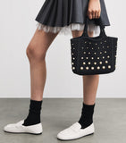 Sandro Paris crochet studded top-handle bag, UK version