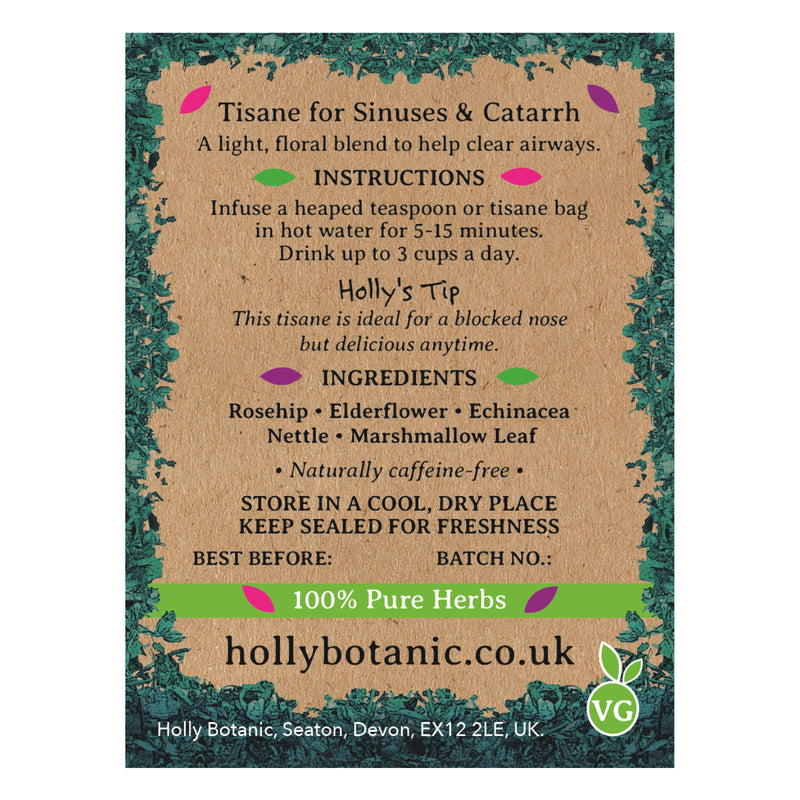 Holly Botanic Breathe Tisane elderflower rosehip 15 tea bags, imported from the UK
