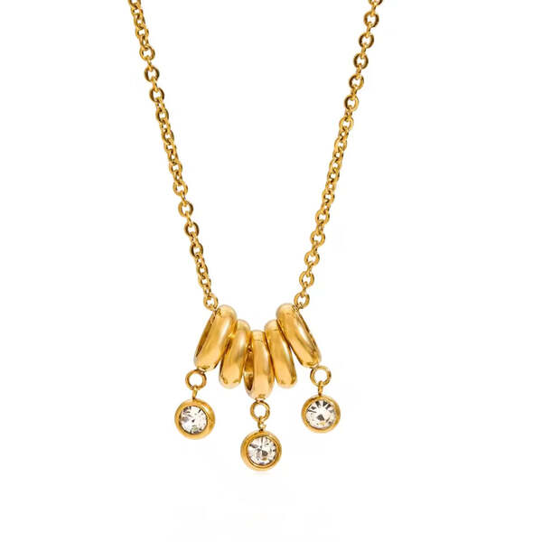 Luxe Tones 18k gold plated necklace with crystal charms 40cm, imported from the UK