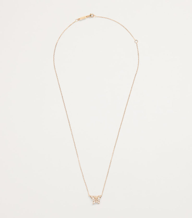 Suzanne Kalan rose gold diamond butterfly necklace adjustable chain - British product