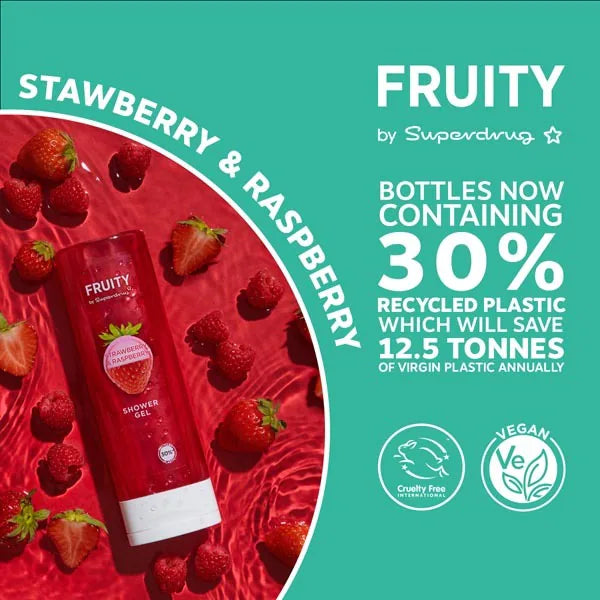 Superdrug Strawberry & Raspberry Shower Gel 250ml - British product