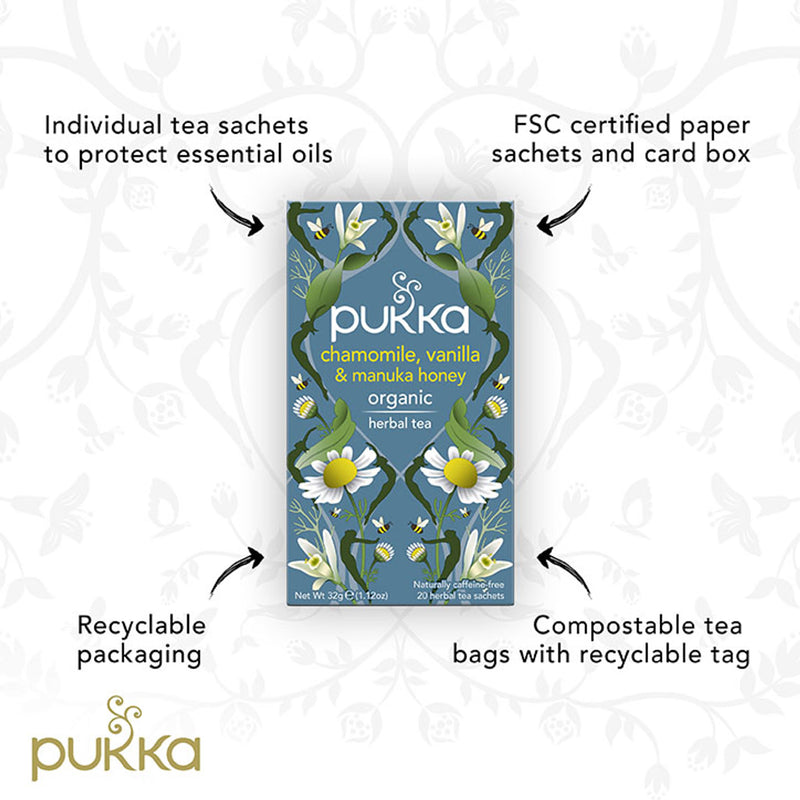 Pukka Chamomile Tea Bags 20 Pack, imported from the UK