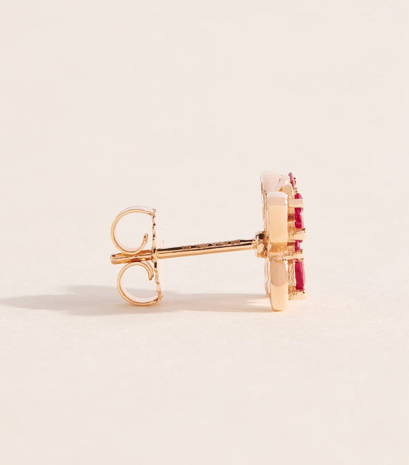 Suzanne Kalan rose gold butterfly stud diamond ruby earrings - British product