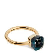 Harrods Pomellato Nudo Petit London Blue Topaz Ring in 18-Karat Rose and White Gold- Buy online at McGrocer