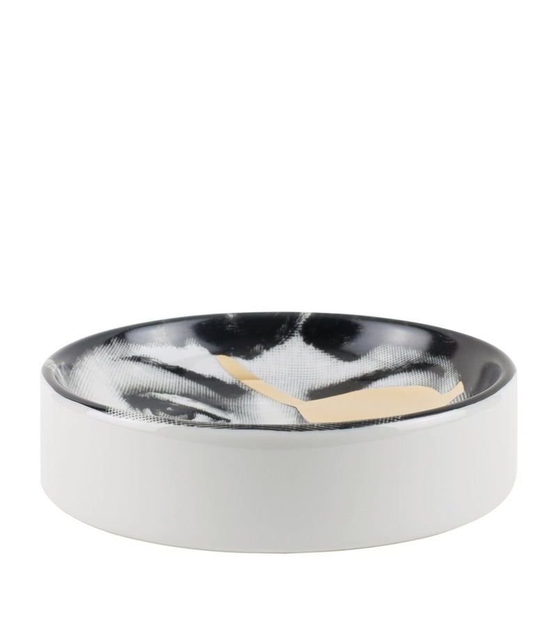 Fornasetti decorative porcelain ashtray, number 8 - British product
