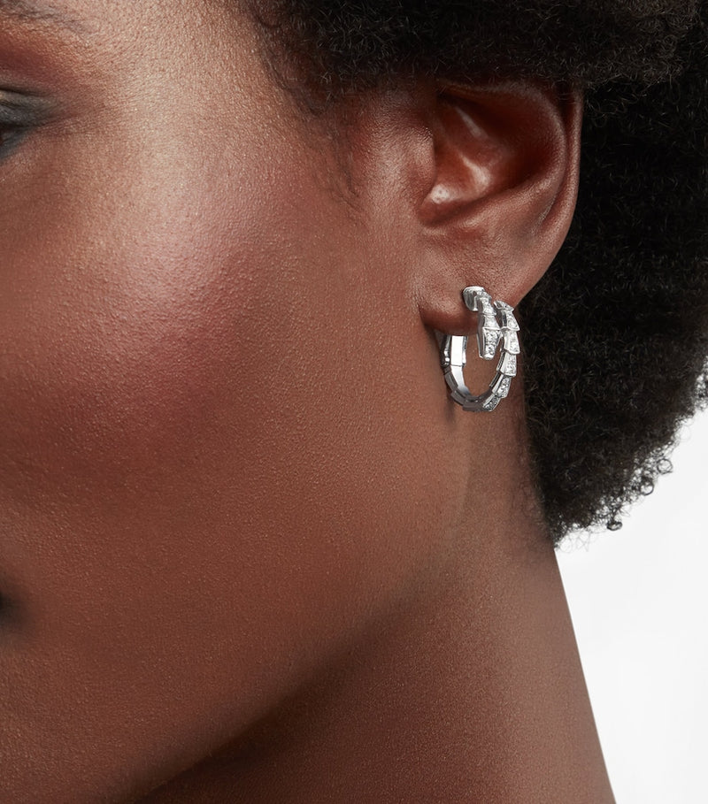 Bvlgari Serpenti Viper hoop earrings white gold diamonds, UK version