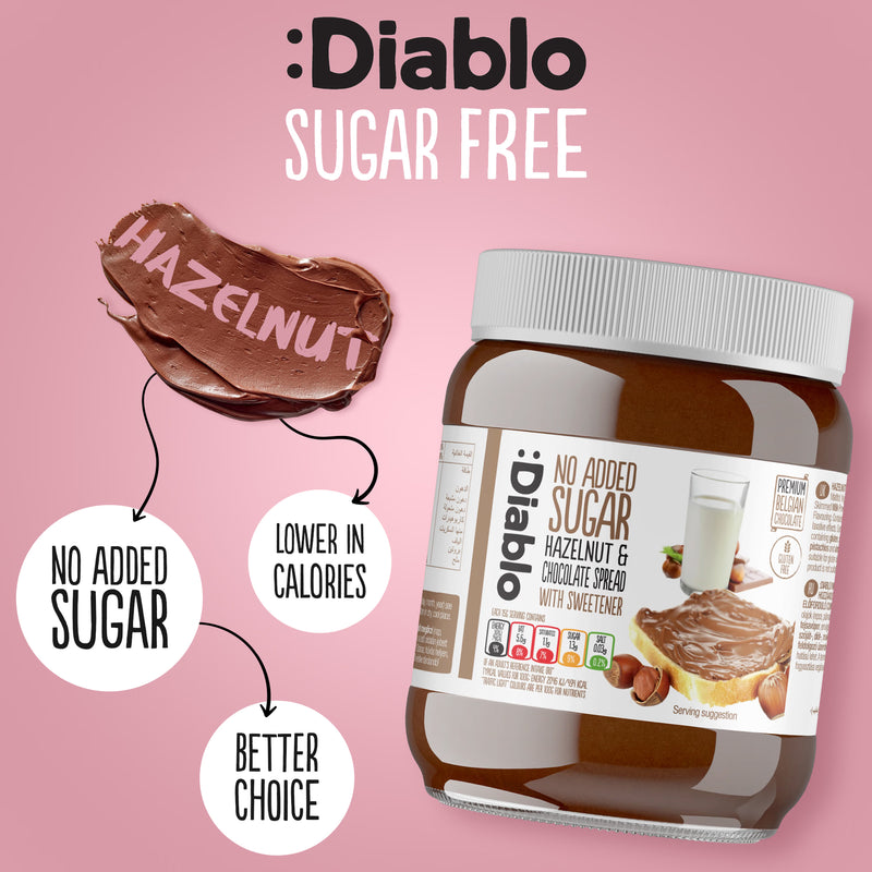 Diablo no added sugar hazelnut chocolate spread 350g - British product