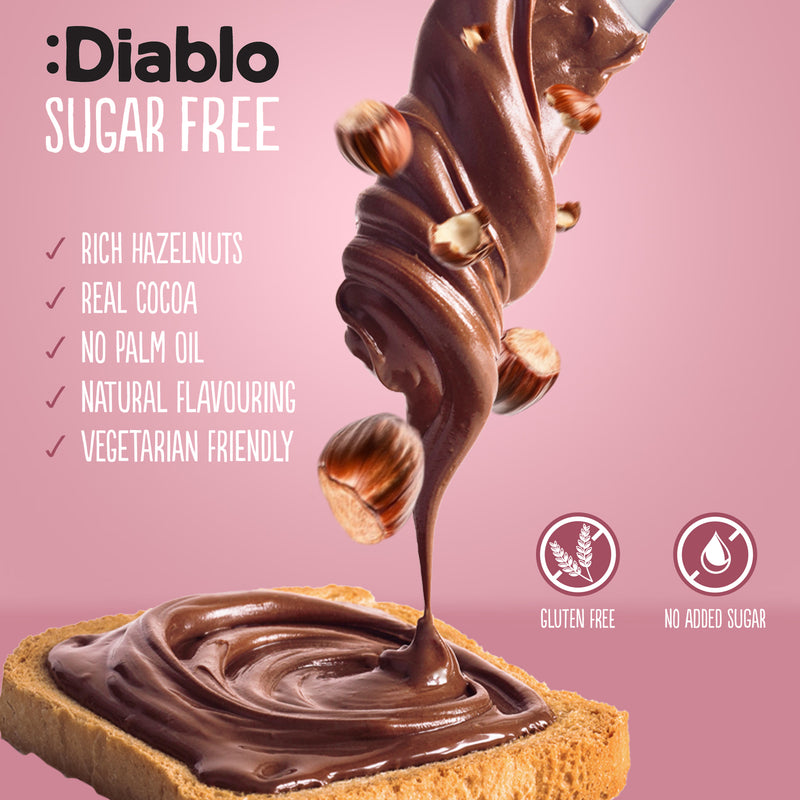 Diablo no added sugar hazelnut chocolate spread 350g - British product