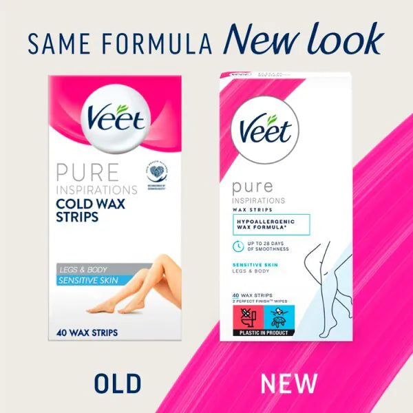 Veet Sensitive Wax Strips Legs Body 40 pack (British brand)