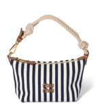 Miu Miu Stripe Logo pouch cotton grosgrain leather trims, imported from the UK