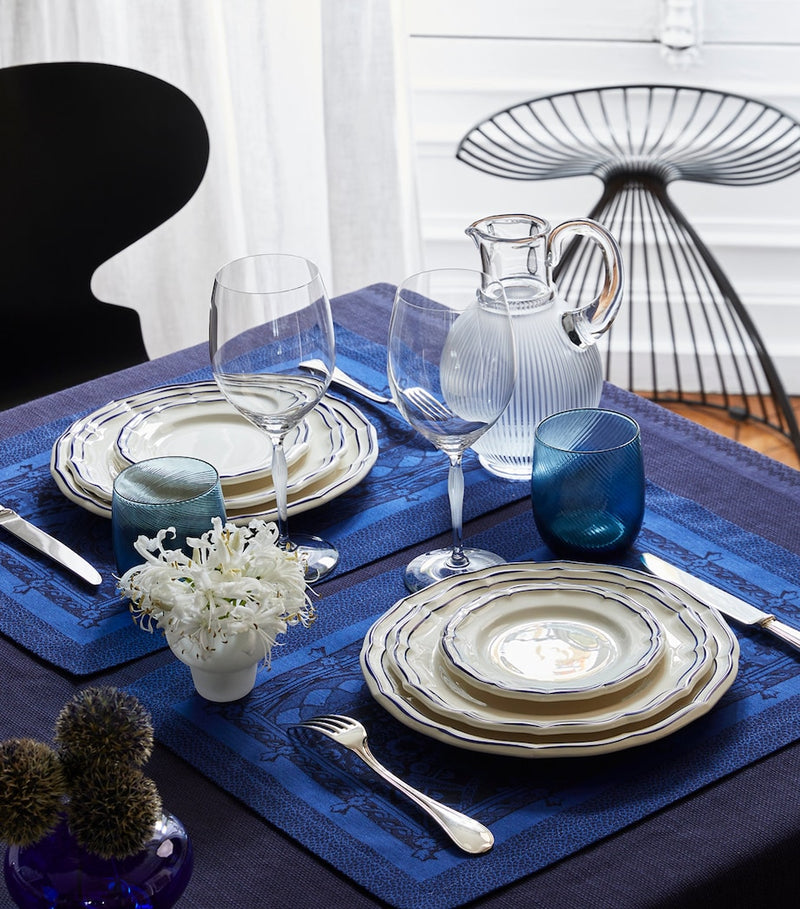 Gien set of 4 Filet Cobalt dinner plates 26.5cm (British brand)