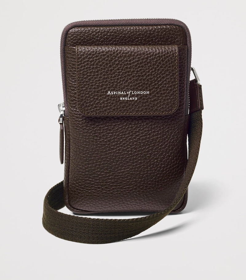 Aspinal of London leather reporter cross-body phone pouch (British brand)