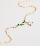 Astrid & Miyu yellow gold emerald diamond necklace, imported from the UK