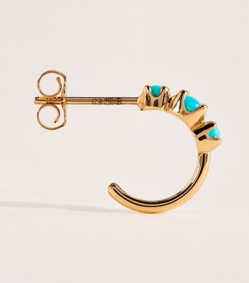 Jennifer Meyer mini turquoise hoop earrings 18k gold, UK version