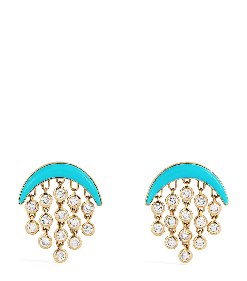 Emily P. Wheeler gold diamond drop earrings, imported from the UK