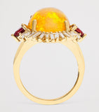 Suzanne Kalan opal and diamond portrait ring 18kt yellow gold, imported from the UK