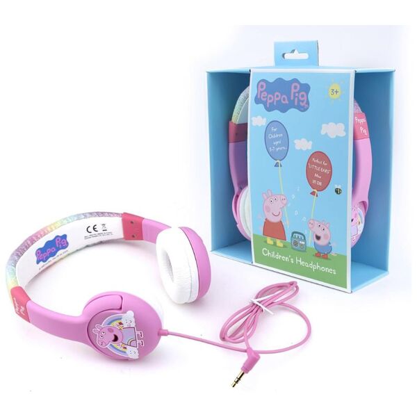 OTL Peppa Pig glitter rainbow kids headphones pink headband (British brand)