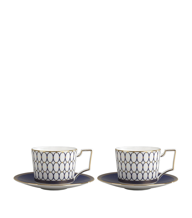 Wedgwood Renaissance Gold teacups and saucers set of 2 (British brand)