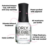 Orly Breathable Treatment + Shine nail polish bottle, imported from the UK