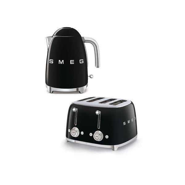 Smeg black kettle and toaster set, imported from the UK