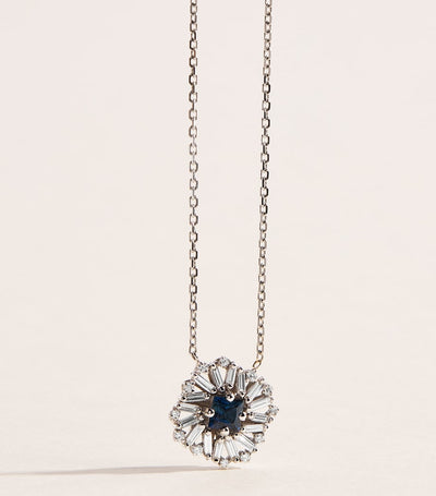 Harrods Suzanne Kalan White Gold Diamond and Sapphire Princess Flower Necklace- Buy online at McGrocer