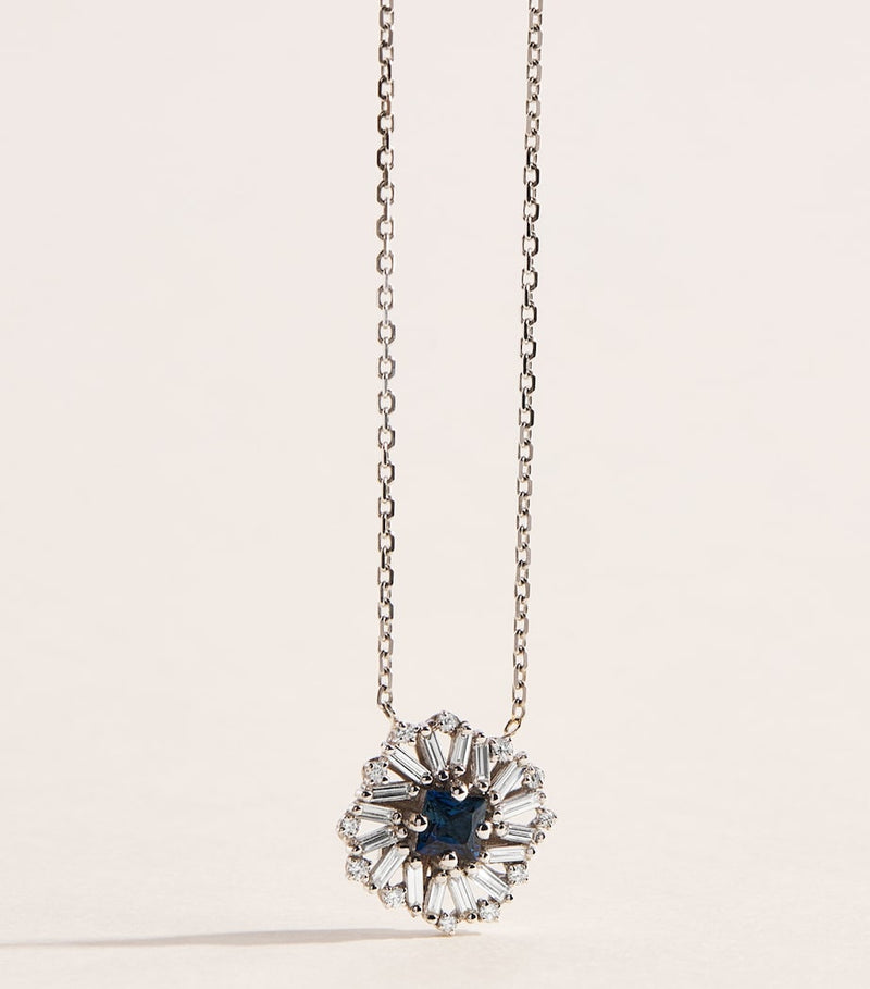 Suzanne Kalan white gold diamond sapphire necklace (British brand)
