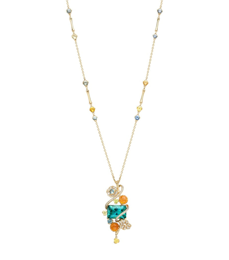Boodles Palace Collection pendant necklace yellow gold gemstones (British brand)