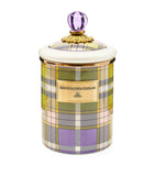 MacKenzie-Childs steel canister violet check 21.5cm, imported from the UK
