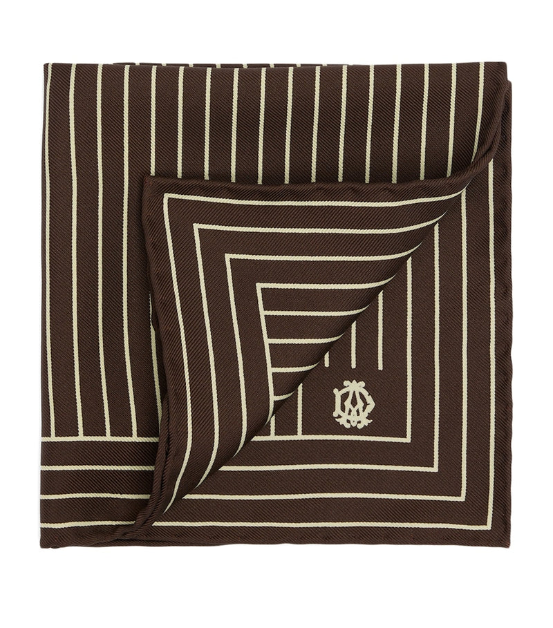 Dunhill mulberry silk stripe pocket square 30cm, UK version