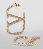 Valentino Garavani crystal VLogo earrings in brass, UK version