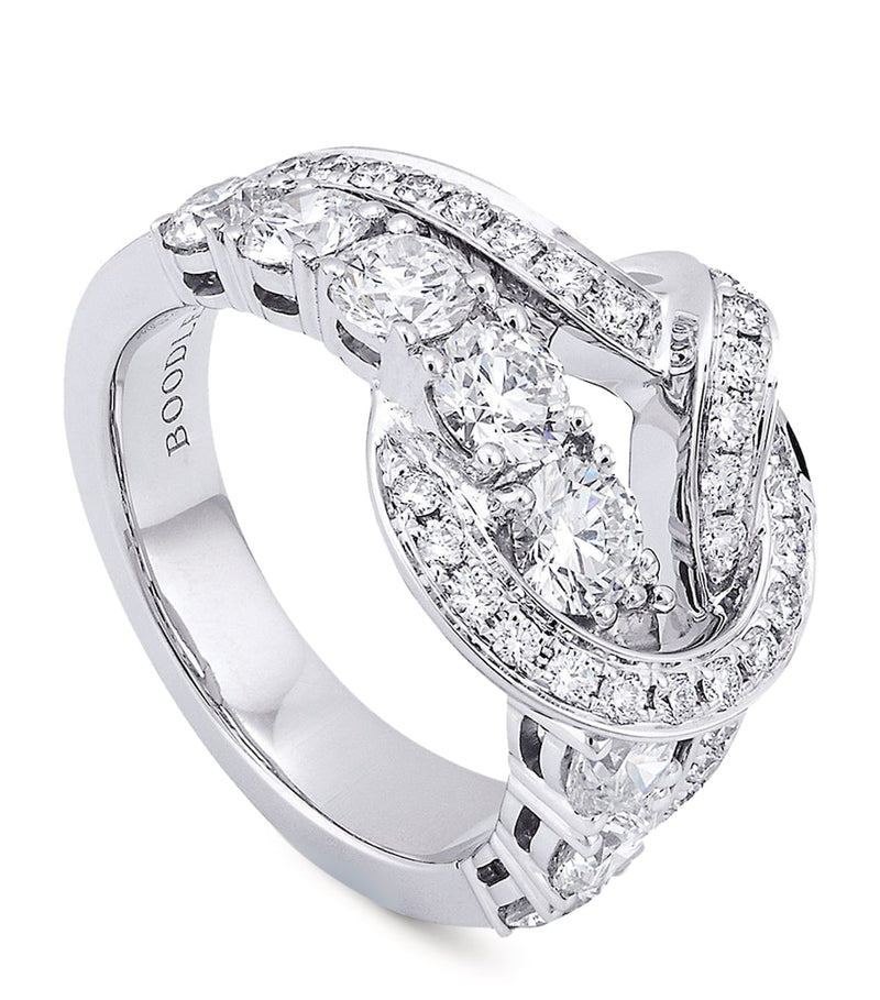 Boodles knot ring 18kt white gold diamonds, imported from the UK