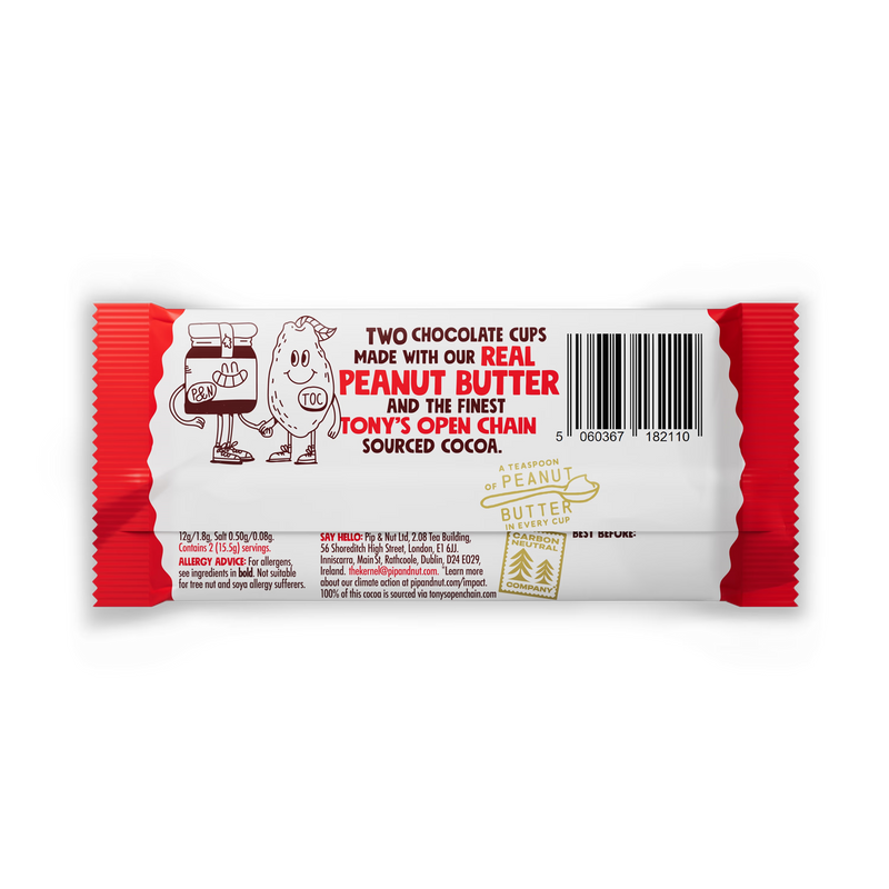 Pip & Nut milk chocolate peanut butter cups 31g, imported from the UK
